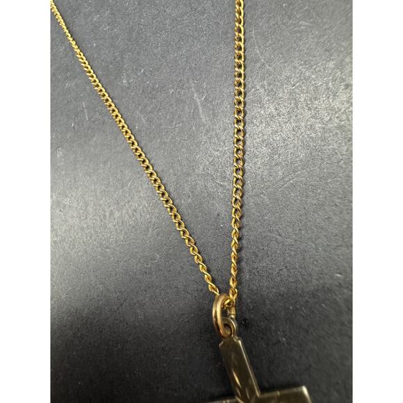 Vintage 1/20 12k GF chain With Etched Cross Pendant Chain Link Necklace 18" - Picture 4 of 12